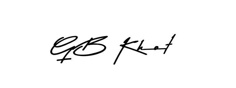 The best way (Asem Kandis PERSONAL USE) to make a short signature is to pick only two or three words in your name. The name G B Khot include a total of six letters. For converting this name. G B Khot signature style 9 images and pictures png