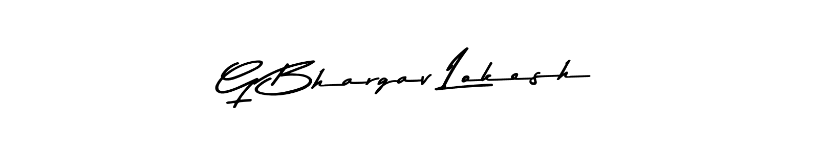 The best way (Asem Kandis PERSONAL USE) to make a short signature is to pick only two or three words in your name. The name G Bhargav Lokesh include a total of six letters. For converting this name. G Bhargav Lokesh signature style 9 images and pictures png