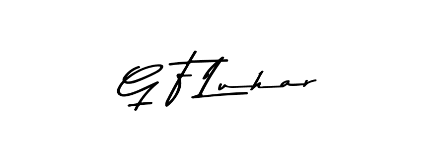 Create a beautiful signature design for name G F Luhar. With this signature (Asem Kandis PERSONAL USE) fonts, you can make a handwritten signature for free. G F Luhar signature style 9 images and pictures png