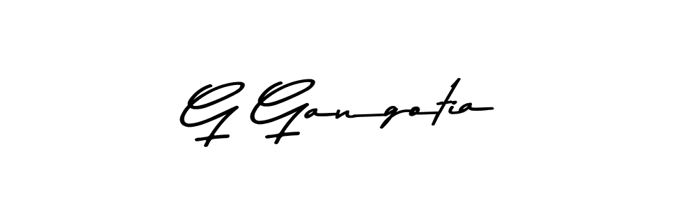 How to make G Gangotia name signature. Use Asem Kandis PERSONAL USE style for creating short signs online. This is the latest handwritten sign. G Gangotia signature style 9 images and pictures png