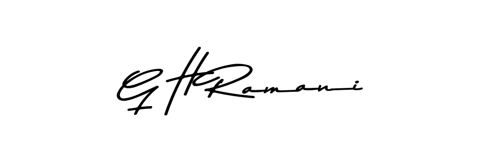 Create a beautiful signature design for name G H Ramani. With this signature (Asem Kandis PERSONAL USE) fonts, you can make a handwritten signature for free. G H Ramani signature style 9 images and pictures png