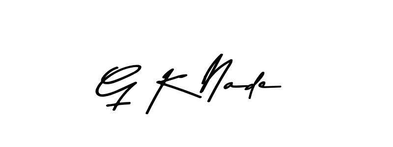 How to make G K Nade name signature. Use Asem Kandis PERSONAL USE style for creating short signs online. This is the latest handwritten sign. G K Nade signature style 9 images and pictures png