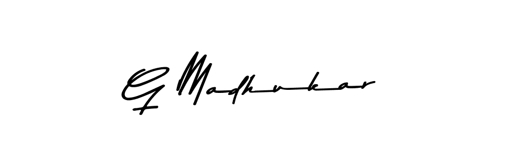 Create a beautiful signature design for name G Madhukar. With this signature (Asem Kandis PERSONAL USE) fonts, you can make a handwritten signature for free. G Madhukar signature style 9 images and pictures png