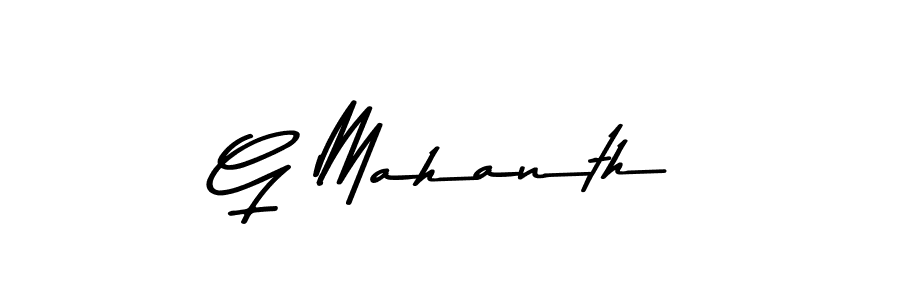 How to make G Mahanth name signature. Use Asem Kandis PERSONAL USE style for creating short signs online. This is the latest handwritten sign. G Mahanth signature style 9 images and pictures png