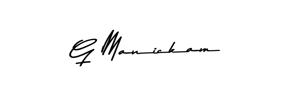 Create a beautiful signature design for name G Manickam. With this signature (Asem Kandis PERSONAL USE) fonts, you can make a handwritten signature for free. G Manickam signature style 9 images and pictures png