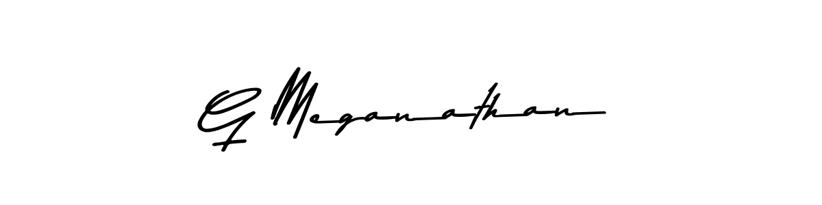 How to make G Meganathan name signature. Use Asem Kandis PERSONAL USE style for creating short signs online. This is the latest handwritten sign. G Meganathan signature style 9 images and pictures png