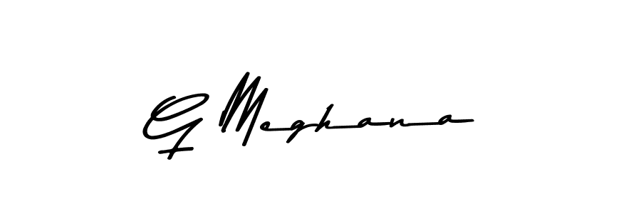 The best way (Asem Kandis PERSONAL USE) to make a short signature is to pick only two or three words in your name. The name G Meghana include a total of six letters. For converting this name. G Meghana signature style 9 images and pictures png