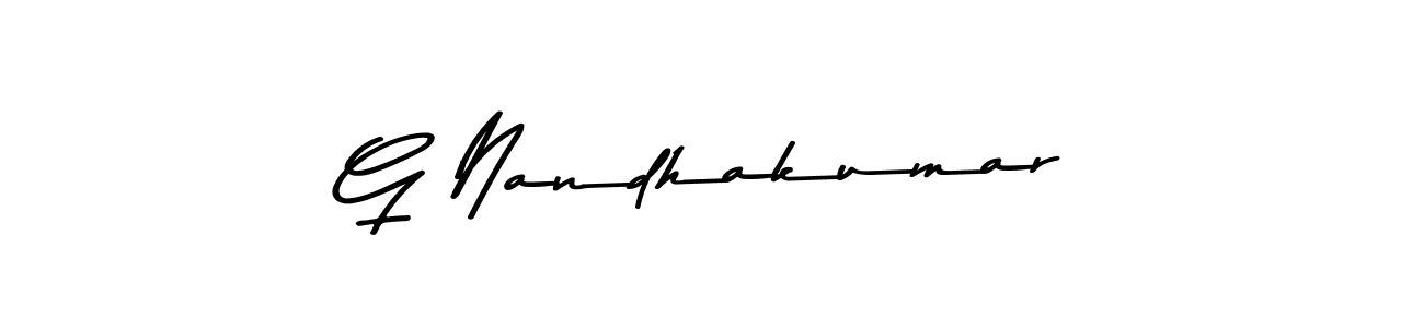 Create a beautiful signature design for name G Nandhakumar. With this signature (Asem Kandis PERSONAL USE) fonts, you can make a handwritten signature for free. G Nandhakumar signature style 9 images and pictures png