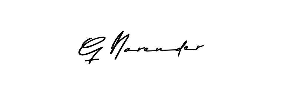 Make a beautiful signature design for name G Narender. With this signature (Asem Kandis PERSONAL USE) style, you can create a handwritten signature for free. G Narender signature style 9 images and pictures png