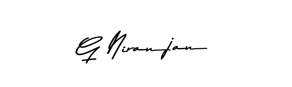 Create a beautiful signature design for name G Niranjan. With this signature (Asem Kandis PERSONAL USE) fonts, you can make a handwritten signature for free. G Niranjan signature style 9 images and pictures png