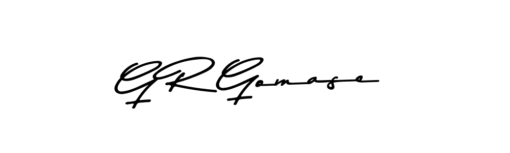 Create a beautiful signature design for name G R Gomase. With this signature (Asem Kandis PERSONAL USE) fonts, you can make a handwritten signature for free. G R Gomase signature style 9 images and pictures png