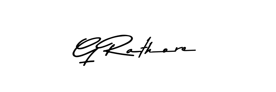 How to make G Rathore name signature. Use Asem Kandis PERSONAL USE style for creating short signs online. This is the latest handwritten sign. G Rathore signature style 9 images and pictures png