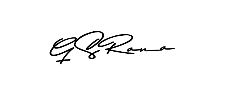 Create a beautiful signature design for name G S Rana. With this signature (Asem Kandis PERSONAL USE) fonts, you can make a handwritten signature for free. G S Rana signature style 9 images and pictures png