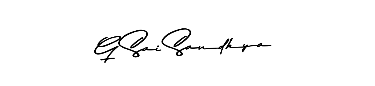 The best way (Asem Kandis PERSONAL USE) to make a short signature is to pick only two or three words in your name. The name G Sai Sandhya include a total of six letters. For converting this name. G Sai Sandhya signature style 9 images and pictures png