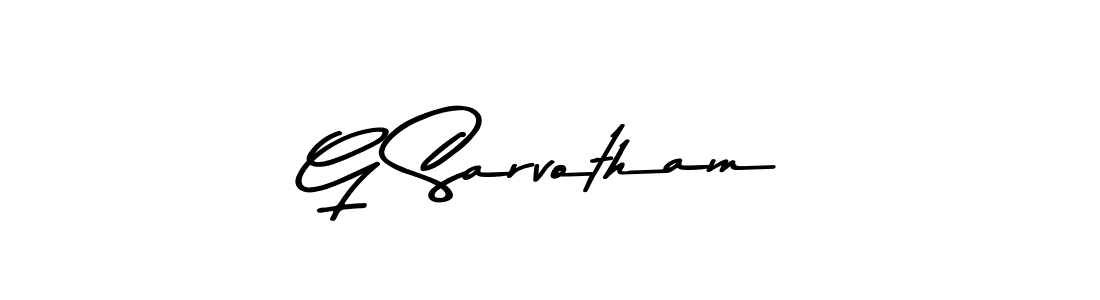 How to make G Sarvotham name signature. Use Asem Kandis PERSONAL USE style for creating short signs online. This is the latest handwritten sign. G Sarvotham signature style 9 images and pictures png