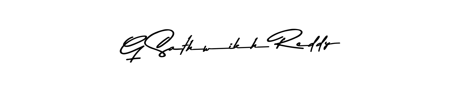 How to make G Sathwikh Reddy name signature. Use Asem Kandis PERSONAL USE style for creating short signs online. This is the latest handwritten sign. G Sathwikh Reddy signature style 9 images and pictures png