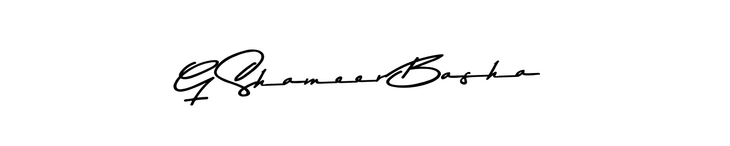 Create a beautiful signature design for name G Shameer Basha. With this signature (Asem Kandis PERSONAL USE) fonts, you can make a handwritten signature for free. G Shameer Basha signature style 9 images and pictures png