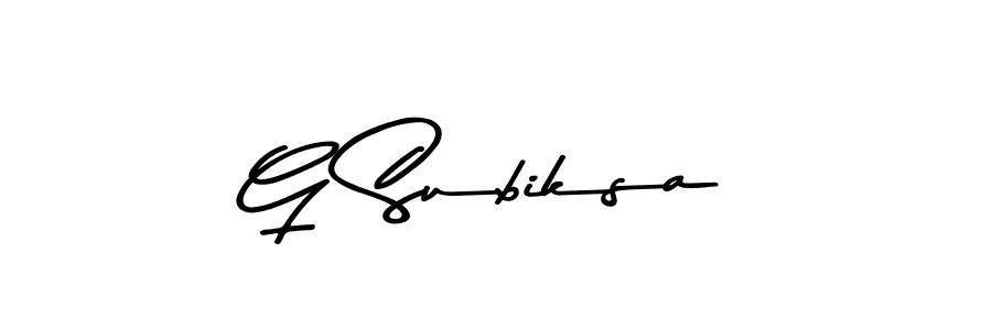 Use a signature maker to create a handwritten signature online. With this signature software, you can design (Asem Kandis PERSONAL USE) your own signature for name G Subiksa. G Subiksa signature style 9 images and pictures png