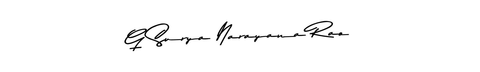 Make a beautiful signature design for name G Surya Narayana Rao. With this signature (Asem Kandis PERSONAL USE) style, you can create a handwritten signature for free. G Surya Narayana Rao signature style 9 images and pictures png
