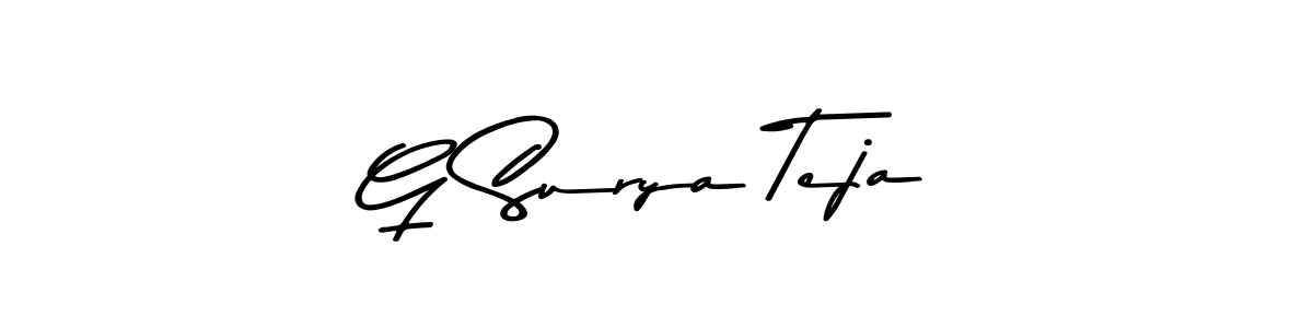 Make a beautiful signature design for name G Surya Teja. With this signature (Asem Kandis PERSONAL USE) style, you can create a handwritten signature for free. G Surya Teja signature style 9 images and pictures png