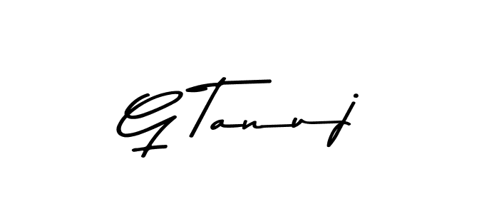 How to make G Tanuj name signature. Use Asem Kandis PERSONAL USE style for creating short signs online. This is the latest handwritten sign. G Tanuj signature style 9 images and pictures png