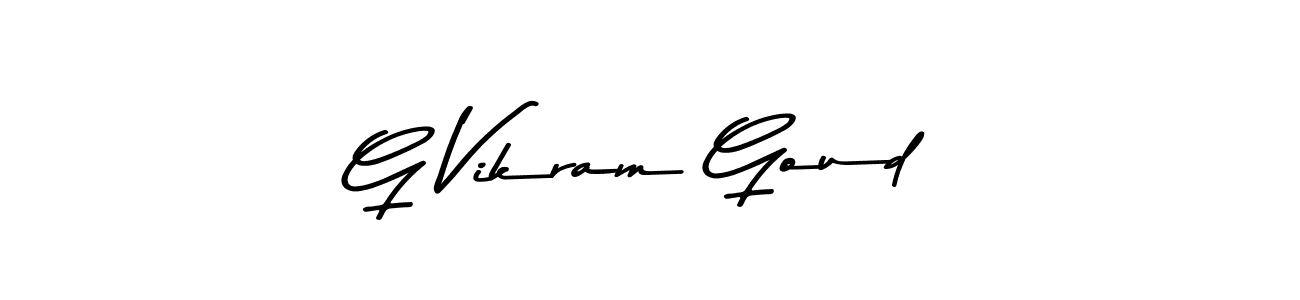 Create a beautiful signature design for name G Vikram Goud. With this signature (Asem Kandis PERSONAL USE) fonts, you can make a handwritten signature for free. G Vikram Goud signature style 9 images and pictures png