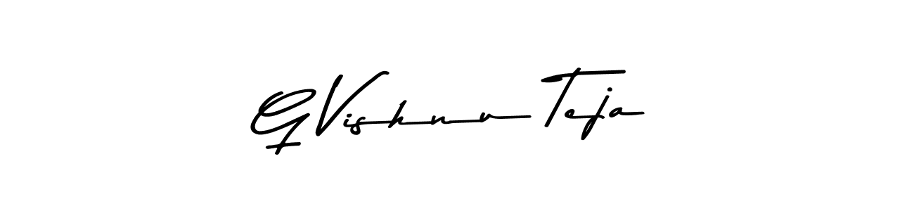 Create a beautiful signature design for name G Vishnu Teja. With this signature (Asem Kandis PERSONAL USE) fonts, you can make a handwritten signature for free. G Vishnu Teja signature style 9 images and pictures png