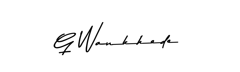 Create a beautiful signature design for name G Wankhede. With this signature (Asem Kandis PERSONAL USE) fonts, you can make a handwritten signature for free. G Wankhede signature style 9 images and pictures png