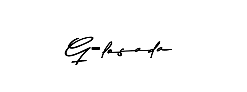 How to make G-losada name signature. Use Asem Kandis PERSONAL USE style for creating short signs online. This is the latest handwritten sign. G-losada signature style 9 images and pictures png