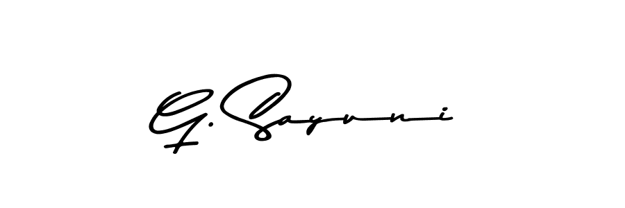 This is the best signature style for the G. Sayuni name. Also you like these signature font (Asem Kandis PERSONAL USE). Mix name signature. G. Sayuni signature style 9 images and pictures png