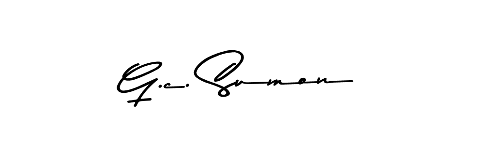 How to make G.c. Sumon name signature. Use Asem Kandis PERSONAL USE style for creating short signs online. This is the latest handwritten sign. G.c. Sumon signature style 9 images and pictures png