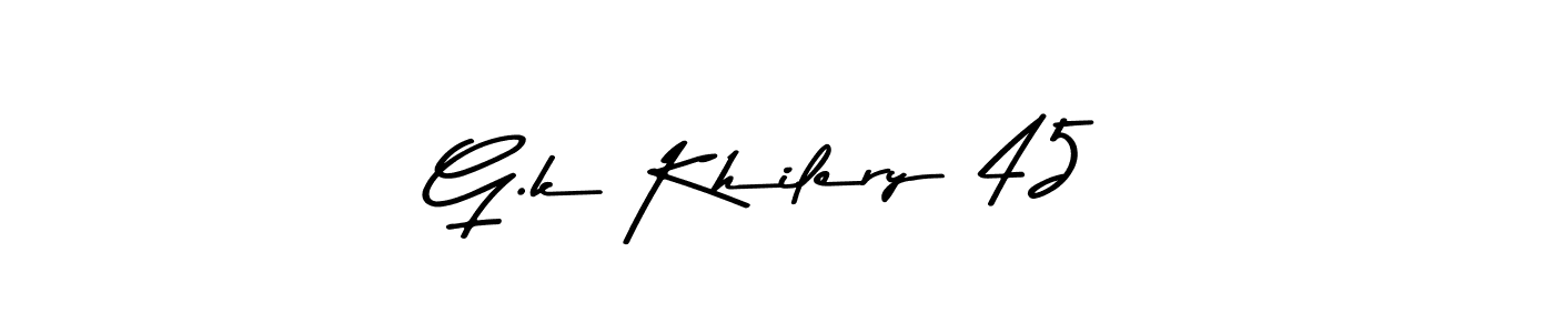 Also we have G.k Khilery 45 name is the best signature style. Create professional handwritten signature collection using Asem Kandis PERSONAL USE autograph style. G.k Khilery 45 signature style 9 images and pictures png