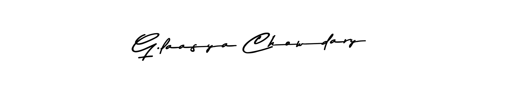 The best way (Asem Kandis PERSONAL USE) to make a short signature is to pick only two or three words in your name. The name G.laasya Chowdary include a total of six letters. For converting this name. G.laasya Chowdary signature style 9 images and pictures png