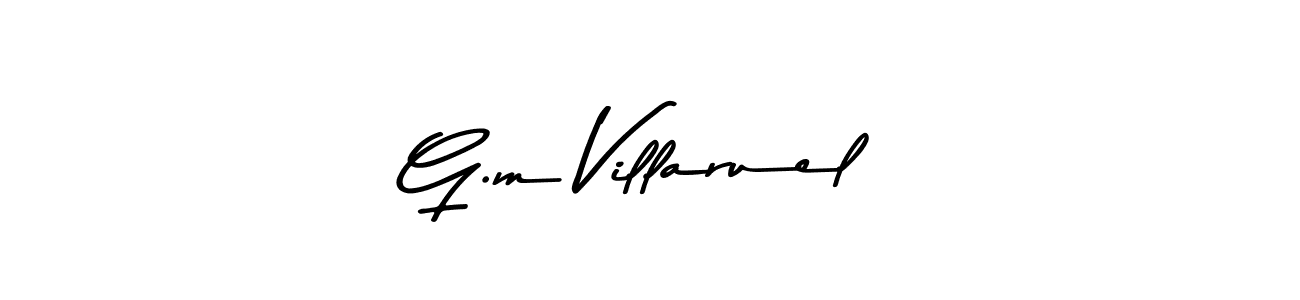 How to make G.m Villaruel name signature. Use Asem Kandis PERSONAL USE style for creating short signs online. This is the latest handwritten sign. G.m Villaruel signature style 9 images and pictures png