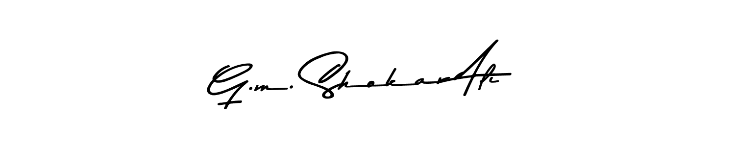 Create a beautiful signature design for name G.m. Shokar Ali. With this signature (Asem Kandis PERSONAL USE) fonts, you can make a handwritten signature for free. G.m. Shokar Ali signature style 9 images and pictures png