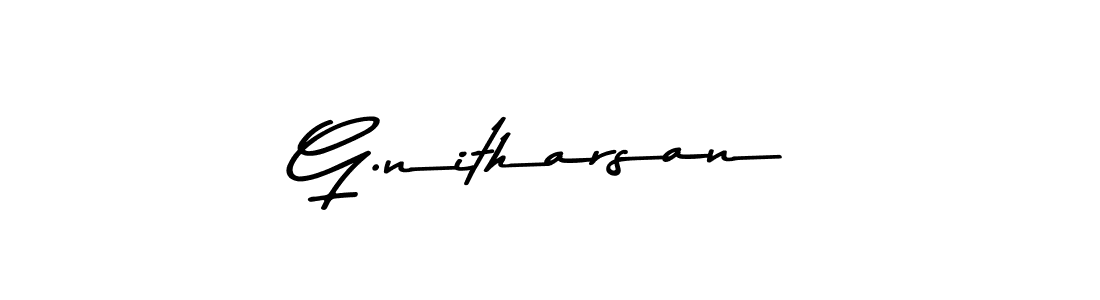 How to make G.nitharsan name signature. Use Asem Kandis PERSONAL USE style for creating short signs online. This is the latest handwritten sign. G.nitharsan signature style 9 images and pictures png