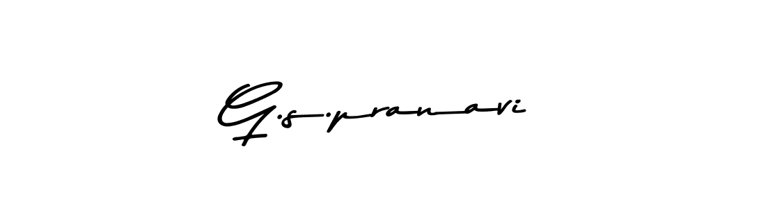 How to make G.s.pranavi name signature. Use Asem Kandis PERSONAL USE style for creating short signs online. This is the latest handwritten sign. G.s.pranavi signature style 9 images and pictures png