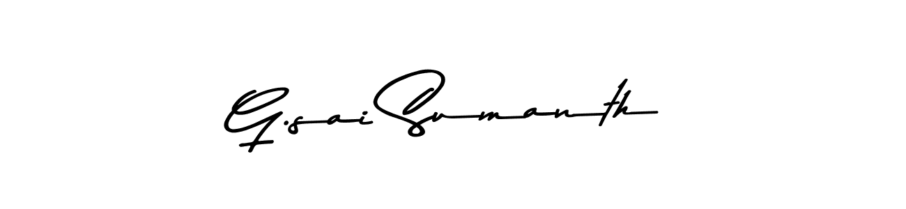 Create a beautiful signature design for name G.sai Sumanth. With this signature (Asem Kandis PERSONAL USE) fonts, you can make a handwritten signature for free. G.sai Sumanth signature style 9 images and pictures png