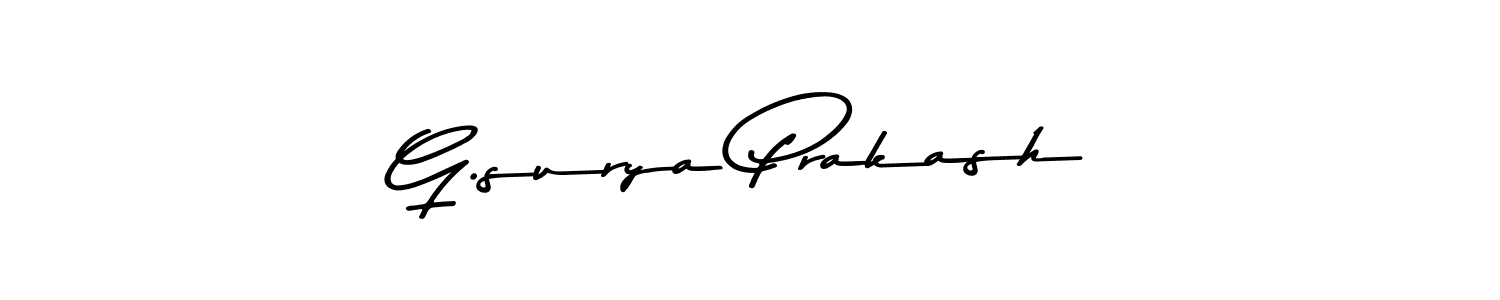 Make a beautiful signature design for name G.surya Prakash. With this signature (Asem Kandis PERSONAL USE) style, you can create a handwritten signature for free. G.surya Prakash signature style 9 images and pictures png