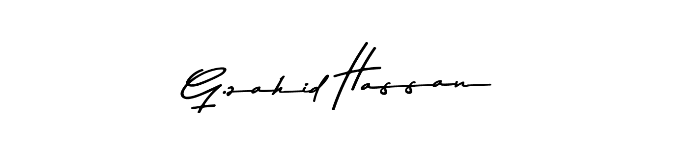 Create a beautiful signature design for name G.zahid Hassan. With this signature (Asem Kandis PERSONAL USE) fonts, you can make a handwritten signature for free. G.zahid Hassan signature style 9 images and pictures png