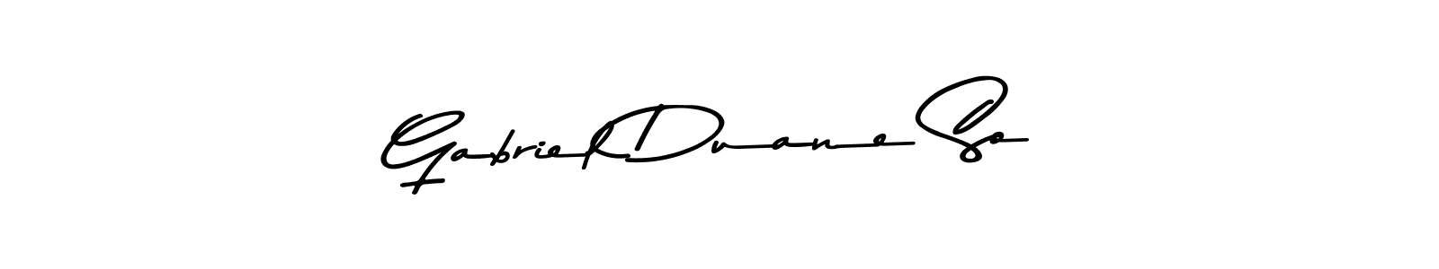 Create a beautiful signature design for name Gabriel Duane So. With this signature (Asem Kandis PERSONAL USE) fonts, you can make a handwritten signature for free. Gabriel Duane So signature style 9 images and pictures png