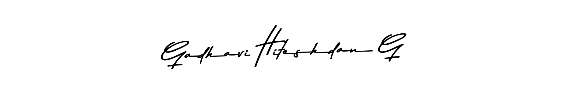 How to make Gadhavi Hiteshdan G name signature. Use Asem Kandis PERSONAL USE style for creating short signs online. This is the latest handwritten sign. Gadhavi Hiteshdan G signature style 9 images and pictures png