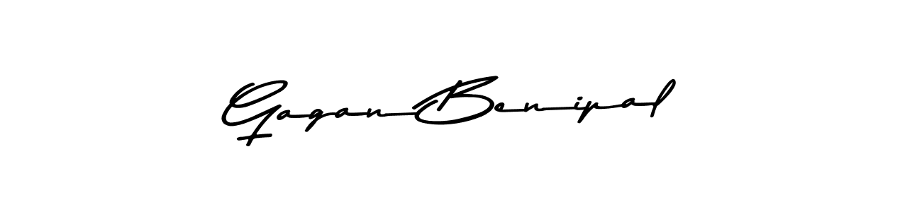 How to make Gagan Benipal name signature. Use Asem Kandis PERSONAL USE style for creating short signs online. This is the latest handwritten sign. Gagan Benipal signature style 9 images and pictures png