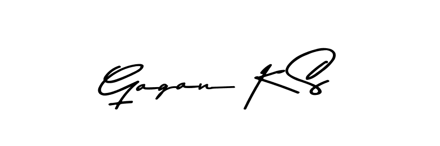Create a beautiful signature design for name Gagan K S. With this signature (Asem Kandis PERSONAL USE) fonts, you can make a handwritten signature for free. Gagan K S signature style 9 images and pictures png