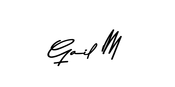 How to make Gail M name signature. Use Asem Kandis PERSONAL USE style for creating short signs online. This is the latest handwritten sign. Gail M signature style 9 images and pictures png