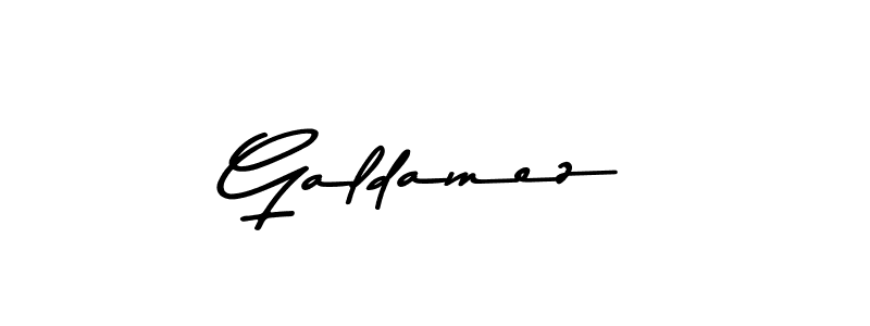 Create a beautiful signature design for name Galdamez. With this signature (Asem Kandis PERSONAL USE) fonts, you can make a handwritten signature for free. Galdamez signature style 9 images and pictures png