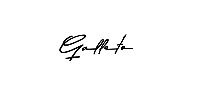 Make a beautiful signature design for name Galleto. With this signature (Asem Kandis PERSONAL USE) style, you can create a handwritten signature for free. Galleto signature style 9 images and pictures png