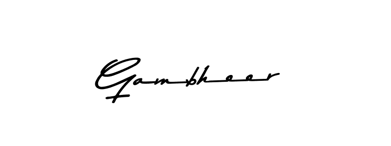 Make a beautiful signature design for name Gambheer. With this signature (Asem Kandis PERSONAL USE) style, you can create a handwritten signature for free. Gambheer signature style 9 images and pictures png