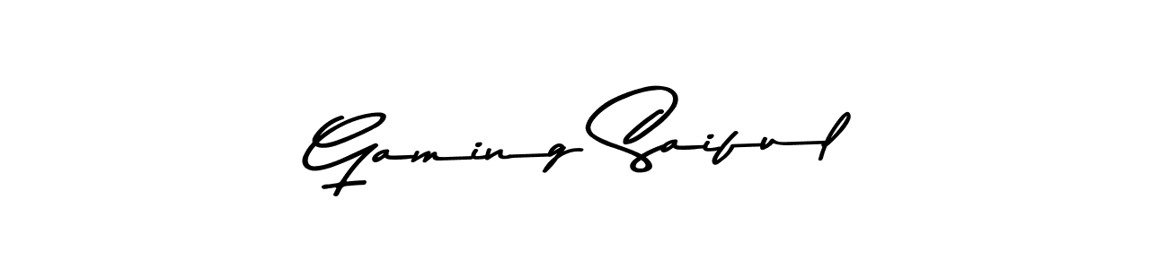 Design your own signature with our free online signature maker. With this signature software, you can create a handwritten (Asem Kandis PERSONAL USE) signature for name Gaming Saiful. Gaming Saiful signature style 9 images and pictures png