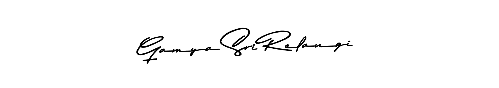 Make a beautiful signature design for name Gamya Sri Relangi. With this signature (Asem Kandis PERSONAL USE) style, you can create a handwritten signature for free. Gamya Sri Relangi signature style 9 images and pictures png